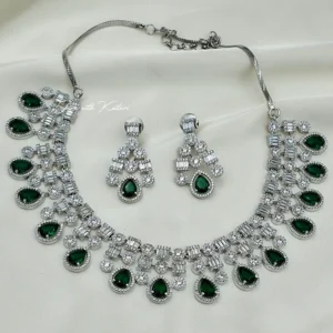 Alternative view of Stacey Cubic Zirconia Layered Necklace with Rhodium Plating