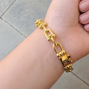 Alternative view of Trendy Link Bangle, Gold plated