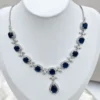 Valencia Party Necklace with Blue Stones & Cubic Zirconia