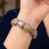Vintage Lion Head Pink Stone Bracelet
