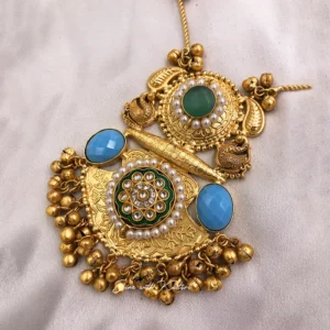 Antique Gold Necklace with Blue Stone