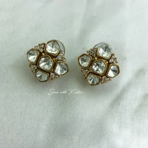 Polki Style Crystal Stud Earrings