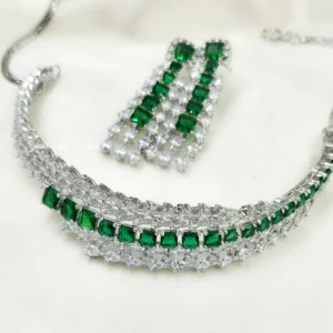 Alternative view of Emerald Cascade CZ Necklace Set