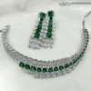 Emerald Cascade CZ Necklace Set for Women