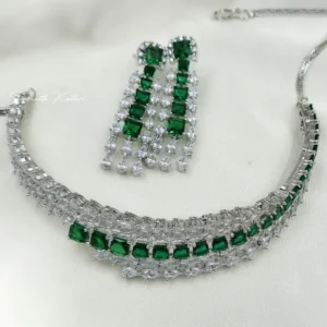 Emerald Cascade CZ Necklace Set for Women