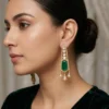 Emerald Cut Stone Polki Drop Earrings