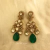 Emerald Drop Polki Statement Earrings