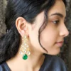 Emerald Drop Polki Statement Earrings Online