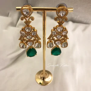 Emerald Drop Polki Statement Earrings Online