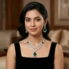 Emerald Elegance Double Layer Diamond Necklace Set