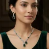 Emerald Teardrop Necklace Set with Earrings