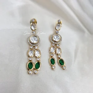 Emerald Glow Kundan Layered Earrings