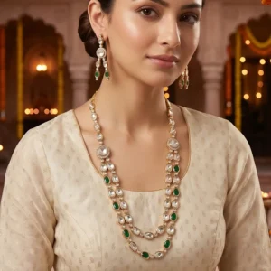 Emerald Glow Kundan Layered Necklace