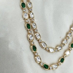 Emerald Glow Kundan Layered Necklace Online