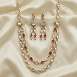 Alternative view of Ruby Glow Kundan Layered Necklace