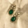 Green Polki Drop Statement Earrings