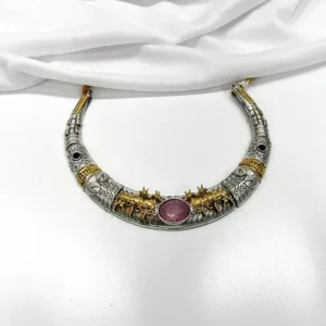 Handmade Indian Hasli Choker, Pink - Image 3