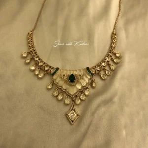 Ivory Kundan Polki Necklace with Statement Earrings