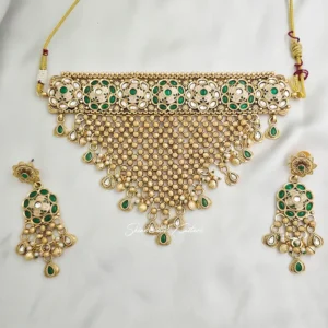 Royal Kundan Green Choker Necklace Set