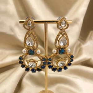 Kundan Polki Chandbali Earrings
