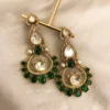 Kundan Polki Chandbali Earrings, Green