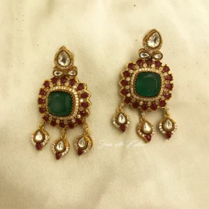 Alternative view of Green Kundan Polki Choker Necklace Set