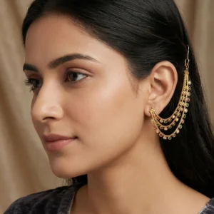 Layered Kundan Multi-Strand Ear Chain