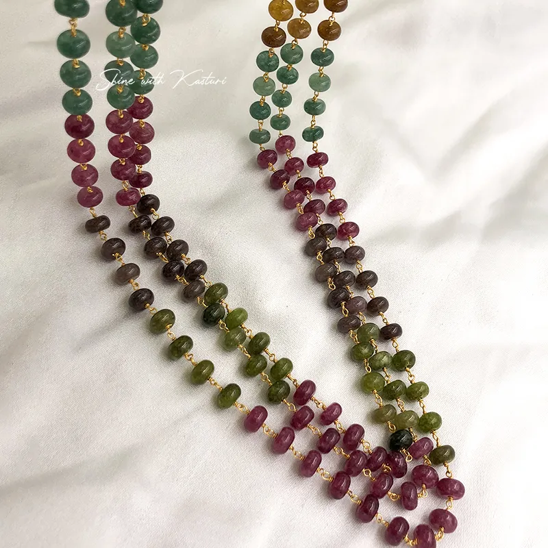 Multi-Colored Gemstone Beaded Layered Necklace