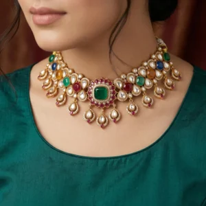 Multicolor Kundan Polki Choker Necklace