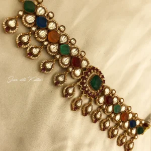 Multicolor Kundan Polki Choker Necklace Set