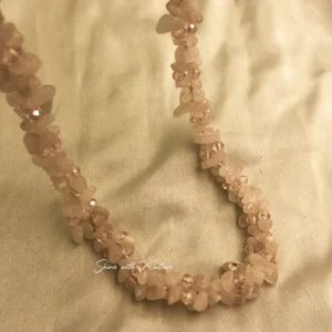 Natural Pink Chip Stone Necklace