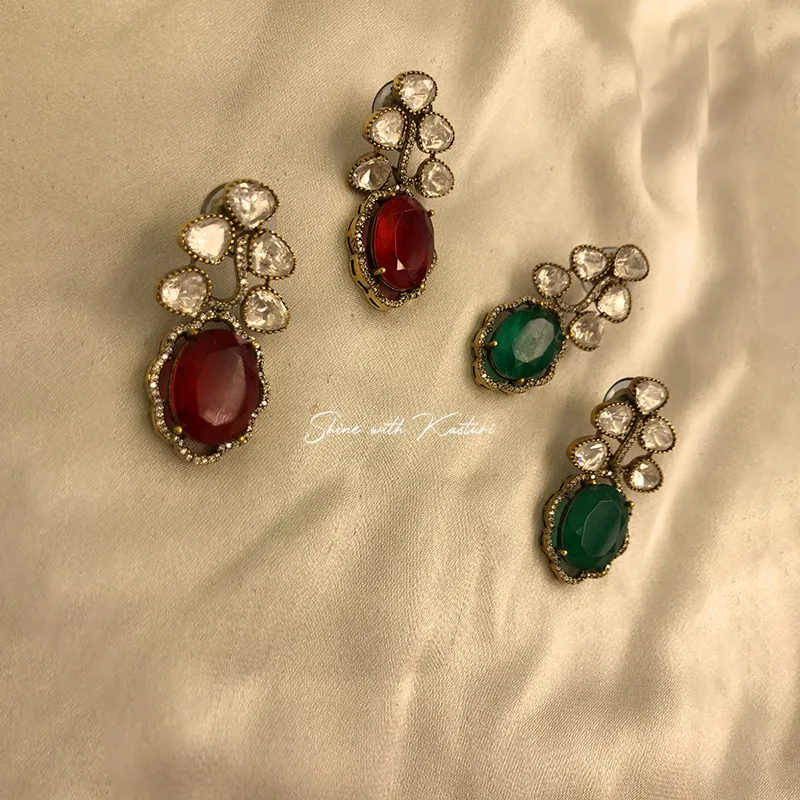 Polki Drop Statement Earrings