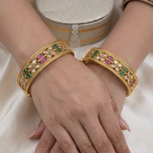 Polki Multicolor Kundan Kada Bangles
