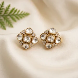 Polki Style Crystal Stud Earrings Online