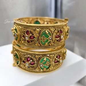 Rajwadi Meenakari Kundan Gold Bangles