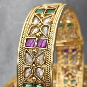 Alternative view of Polki Multicolor Kundan Kada Bangles