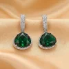 Rhea CZ & Stone Statement Earrings, Green