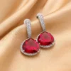 Rhea CZ & Stone Statement Earrings, Ruby