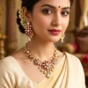 Riva Polki Necklace with Meenakari, Ruby