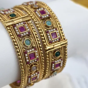 Royal Heritage Kundan Polki Gold Bangles Set