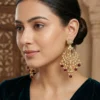 Royal Kundan Chandbali Earrings with Ruby Bead Drops