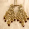 Royal Kundan Chandbali Earrings with Ruby Bead Drops