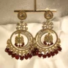 Royal Kundan Chandbali Jhumka Earrings with Ruby Drops
