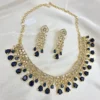 Royal Sapphire Teardrop Statement Necklace Set with Earrings
