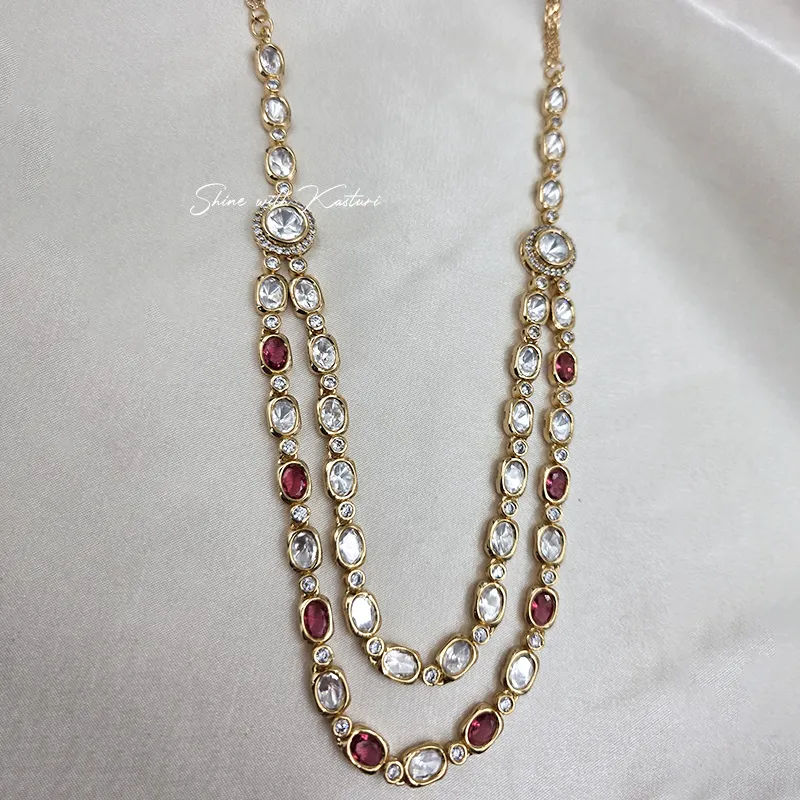 Ruby Glow Kundan Layered Necklace - Image 2
