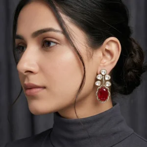 Ruby Polki Drop Statement Earrings