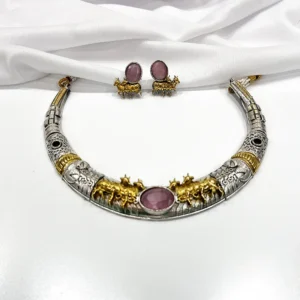 Alternative view of Handmade Indian Hasli Choker, Pink