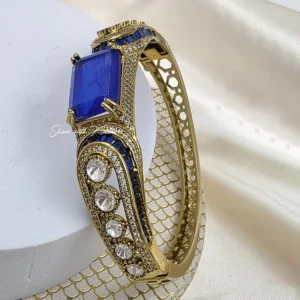Alternative view of Royal Sapphire Kundan Statement Kada Bracelet