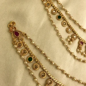 Shop Traditional Kundan Pearl Ear Chain