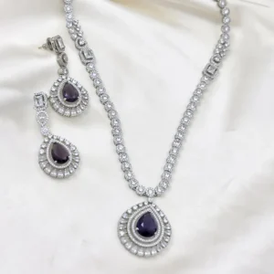 Alternative view of Amethyst Teardrop Crystal Necklace Set